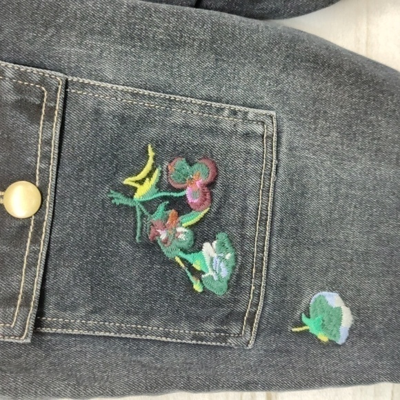 CYNTHIA Rowley Embellished Kick Flare Dark Wash Cargo Jeans, Size 0 - Picture 9 of 15